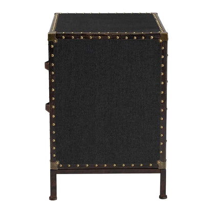 Table d'appoint/Malle de rangement en toile effet vieilli Laura