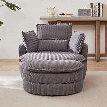 Fauteuil pivotant surdimensionné avec pouf de rangement lune et 4 oreillers