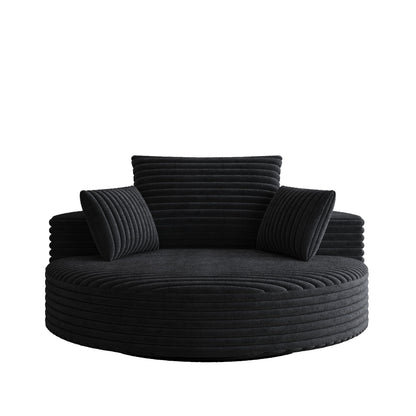 Fauteuil pivotant simple en velours côtelé et chenille avec rembourrage en mousse