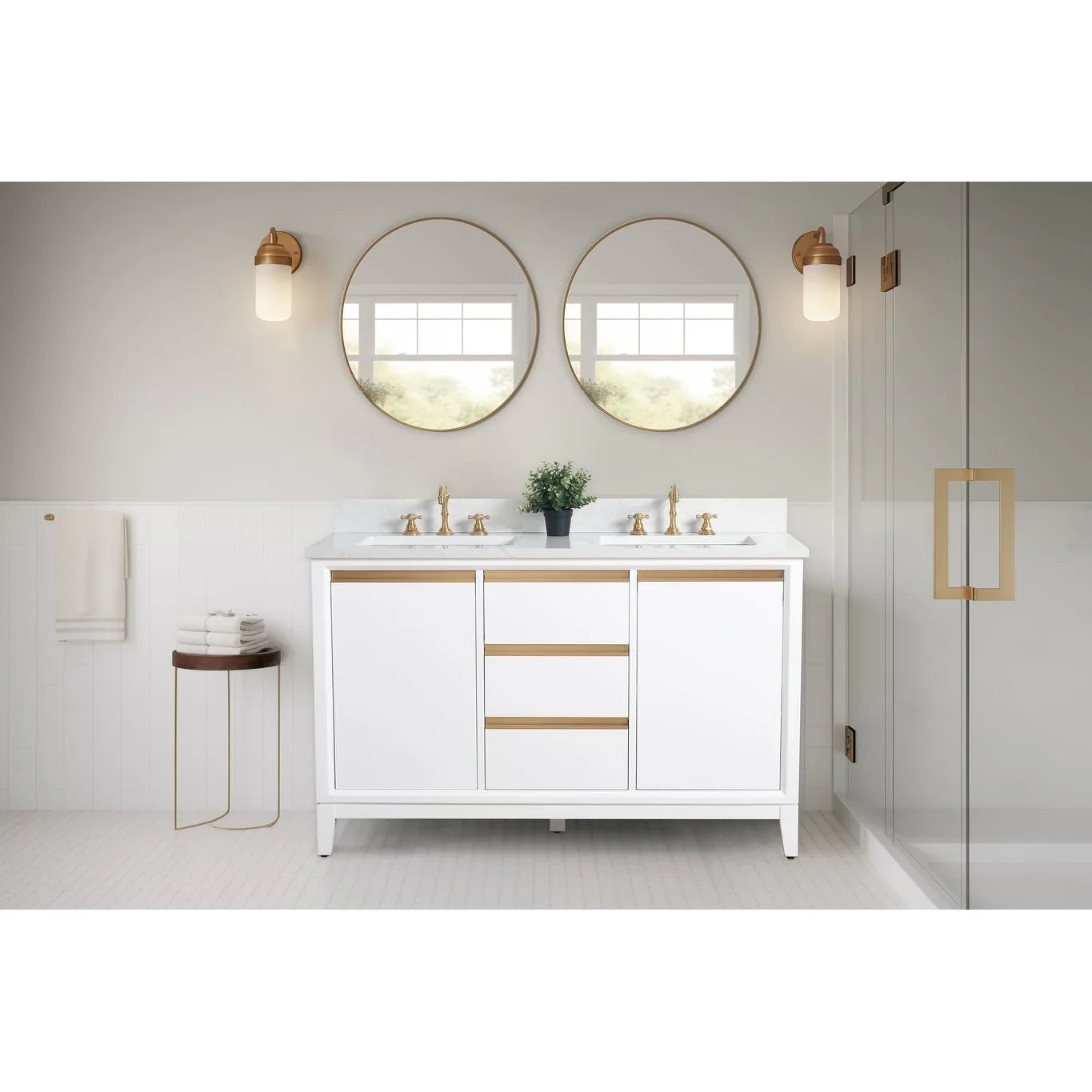 Meuble-lavabo Vanity Art avec évier en céramique et dessus en marbre reconstitué