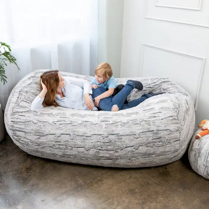 Grand canapé pouf de 7 pieds pour adultes - Luxe fausse fourrure