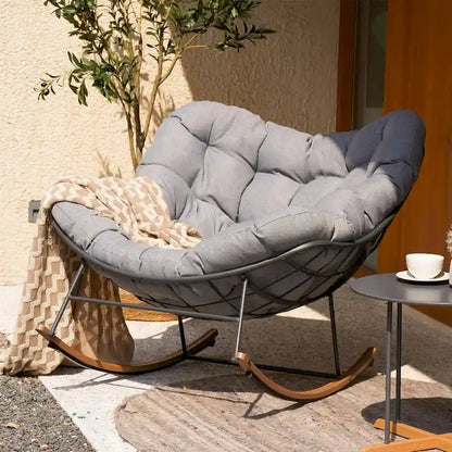 Fauteuil à bascule géant de patio, Chaise œuf Freestyle intérieure-extérieure avec coussin Rembourré Fauteuil de salon moderne pour jardin, cour arrière