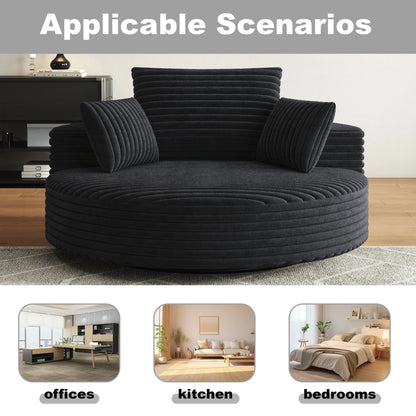 Fauteuil pivotant simple en velours côtelé et chenille avec rembourrage en mousse