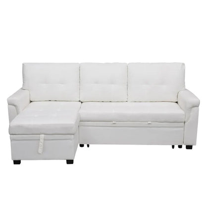 Canapé d'angle réversible avec lit gigogne, méridienne de rangement, pieds durables,