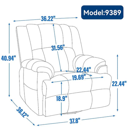 Fauteuil Inclinable Pivotant à Bascule Lazy Boy, Grand Fauteuil Inclinable Manuel Rembourré avec Accoudoirs et Dossier Capitonnés