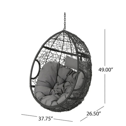 Fauteuil suspendu d'extérieur en osier imperméable avec coussins, siège hamac – Capacité de 136 kg