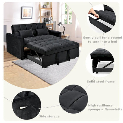 Causeuse moderne en velours avec dossier inclinable et poches, 2 places – Gris foncé / Gris clair / Bleu / Noir