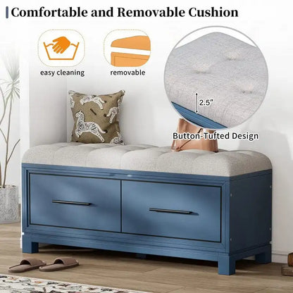 Banc à chaussures avec coussin amovible et rangement dissimulé pour l'entrée et le salon
