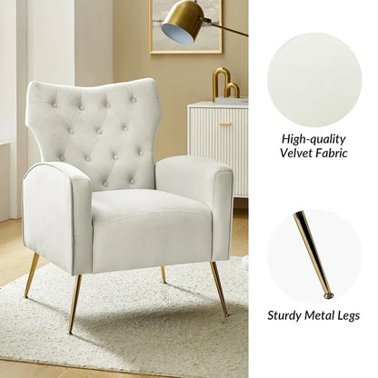Chaise touffetée Abadiana avec accent et piètement en métal
