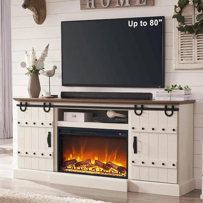 Meuble TV Cheminée de Ferme, Meuble Multimédia, Console Multimédia