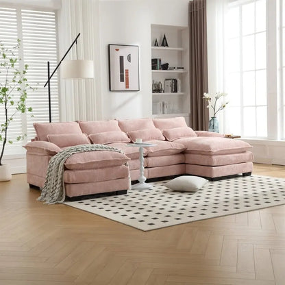Canapé modulable Cloud pour salon, canapé d'angle moderne en chenille/boucle, canapé convertible modulable confortable avec double méridienne