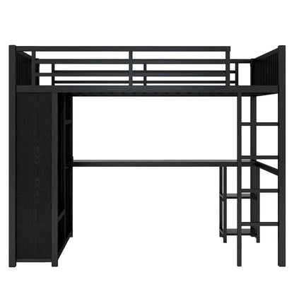 Lit mezzanine taille XL avec armoire intégrée