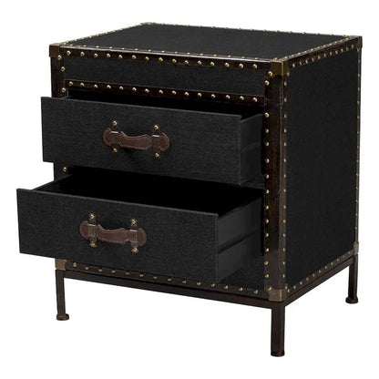 Table d'appoint/Malle de rangement en toile effet vieilli Laura