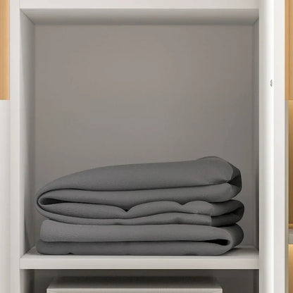 Armoire de rangement en bois avec 6 cubes de rangement et tringle à vêtements