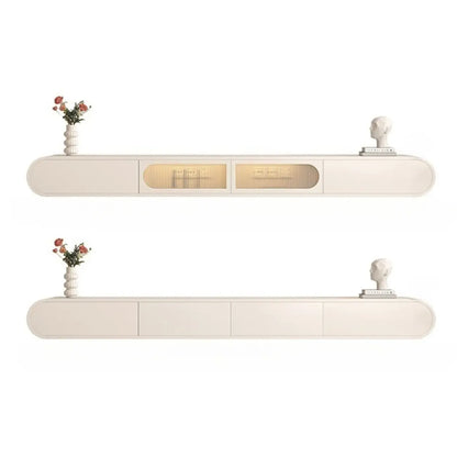 Meuble TV flottant en bois blanc avec rangement pour le salon
