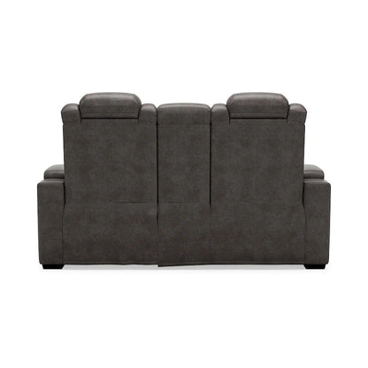 Signature Design by Ashley HyllMont – Causeuse inclinable électrique grise avec console – 71,75 po L x 39 po P x 44 po H