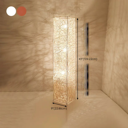 Lampadaire LED en rotin à brancher pour salon
