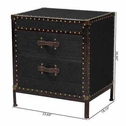Table d'appoint/Malle de rangement en toile effet vieilli Laura