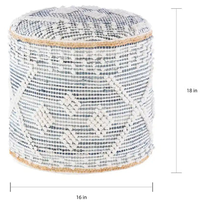 Pouf cylindrique en jean bohème Sibille de 45,7 cm