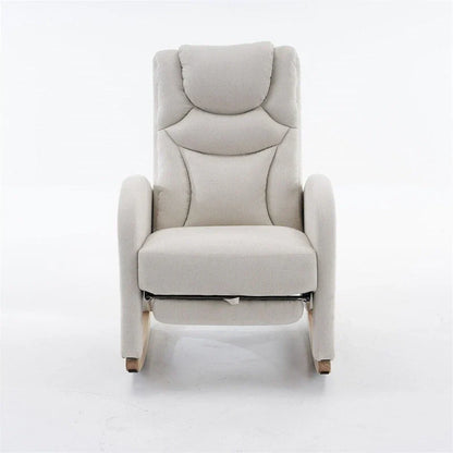 Fauteuil à bascule de puériculture ergonomique en tissu avec repose-pieds réglable